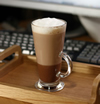 Coffee Hot chocolate in a tall class with Computer